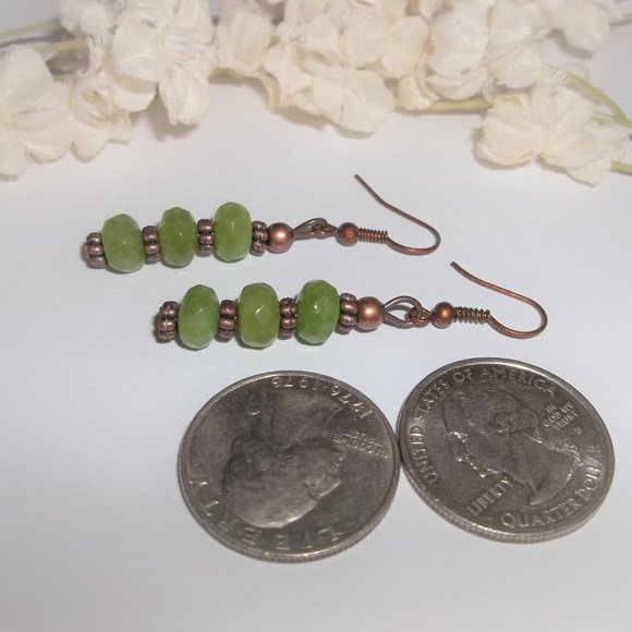 Boho Style Earrings Set Green Copper Jewelry Fashion Accessory Handmade 6479 - Picture 6 of 10